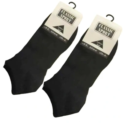 Image of SOCK 6 Pairs Mens Ankle, Black Colour Trainer Sports, Low Cut Cotton Feel Multipack