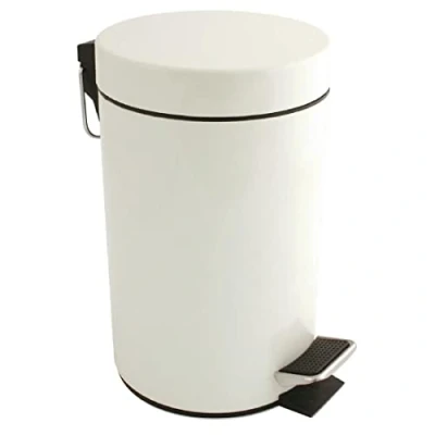 Image of Bolero White Pedal Bin in Stainless Steel with Removal Inner Bucket 3L