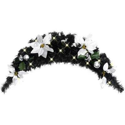 Image of vidaXL Christmas Arch with LED Lights Black 90 cm PVC