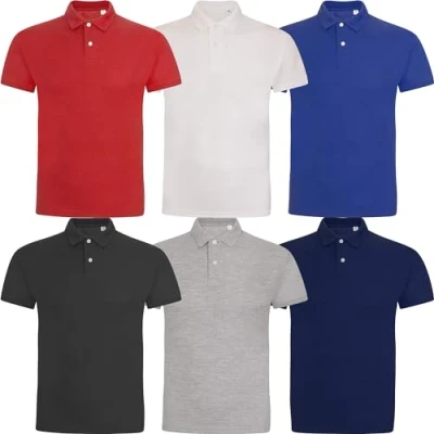 Image of Mens Multipack Polo Shirts Short Sleeve Plain Pique Top Designer T Shirt Tee Big Sizes, 6 Plus Size Polo, M
