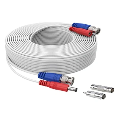 Image of SANNCE 30M 100 Feet Video Power Security Camera Cable for CCTV Surveillance DVR System Installation White