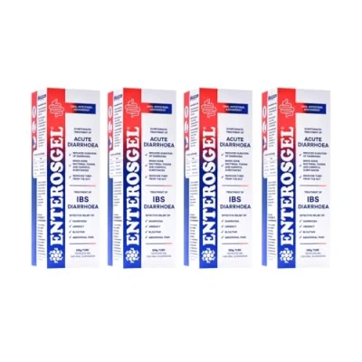 Image of Enterosgel IBS Relief Gel Tube 225 Grams Oral Intestinal Adsorbent, Acute Diarrhoea, Bloating &amp; Trapped Wind for Children Adults, 4 Pack
