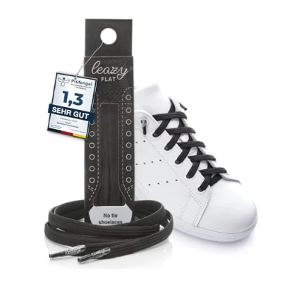 Image of Leazy No Tie Shoelaces for Kids and Adults The Flat Elastic Shoe Laces with Anchor Tip Trainers
