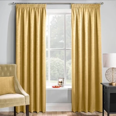 Image of Enhanced Living Matrix Yellow/Ochre Thermal Blockout Tape Top Curtains 90 x inch (229 229cm) Energy Saving for Room/Bedroom