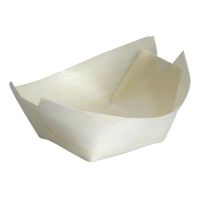 Image of ABENA Gastro Disposable Bowls, Wooden Bamboo Boats 100 Pack 7cm x 5.5cm 2.5cm for Canapes and Small Desserts. Biodegradable Compostable Eco Labelled Option