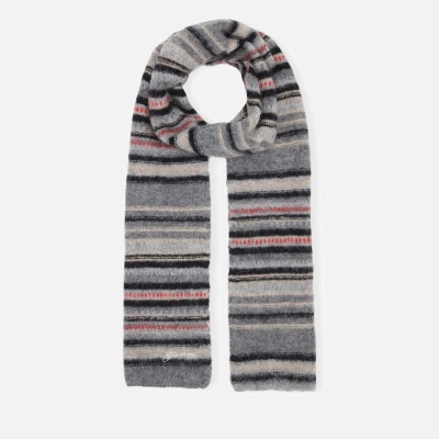 Image of Ganni Striped Soft Wool Blend Scarf