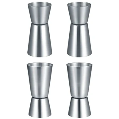 Image of 4 Pcs Spirit Measures 25ml 50ml, Stainless Steel Shot Measure, Drink for Spirits Bar Dual Jigger Drinks Measure Cup Party Alcohol Wine Cocktail Shaker Pourers