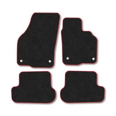 Image of Car Mats Compatible with VW Beetle (2012 2019) Tailored Fit Red Carpet Floor Set Accessory Custom 4 Pieces Anti Slip Backing &amp; Binding Trim Edge