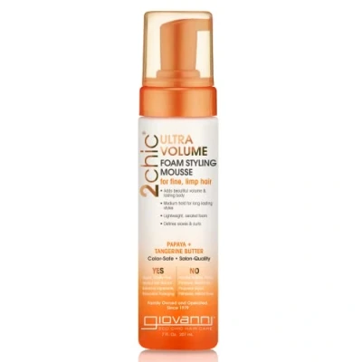 Image of GIOVANNI 2chic Ultra Volume Foam Styling Mousse With Tangerine And Papaya Butter For Fine Hair (7 Fluid Ounce)