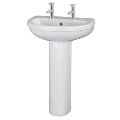 Image of Round 2 Tap Hole Basin &amp; Full Pedestal 550mm