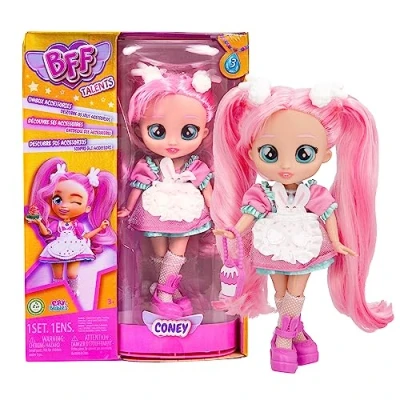 Image of BFF by Cry Babies Coney Collectible Fashion Doll with Long Hair, Fabric Clothes and 9 Accessories Gift Toy for Girls Boys +3 Years