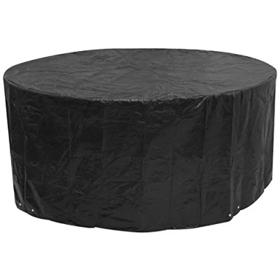 Image of Woodside Black Large Round Outdoor Garden Patio Furniture Set Cover 2.27m x 1m/7.4ft 3.25ft