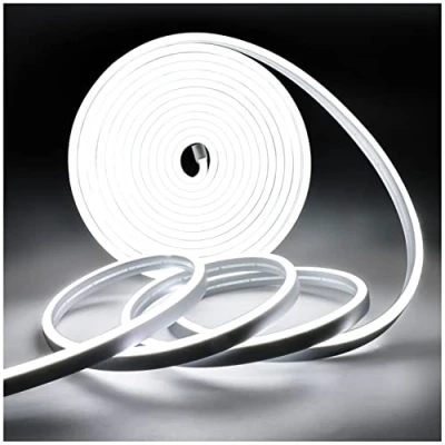 Image of Tesfish Neon LED Strip Lights, White 6000K DC 12V 5M 120 LEDs/M Total 600 LEDs Flexible Light Strips for Bedroom, Bar, Playroom, Birthday, Christmas Party