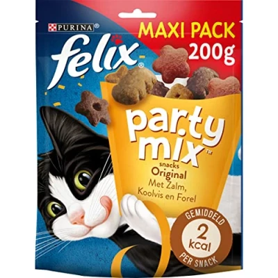 Image of Felix party mix original: chicken, liver, turkey 200 g cat treats set of 5