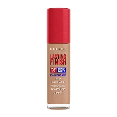 Image of Rimmel Lasting Finish 35Hr Foundation 201 Classic Beige, Full Coverage, Hydrating, SPF20, Hyaluronic Acid, Vitamin E, 2% Niacinamide, All Day Wear, Vegan, Cruelty Free