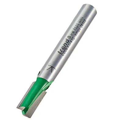 Image of Trend CraftPro Straight Two Flute Router Cutter Bit, 1/4 Inch Shank, 6.3mm Cut Diameter &amp; 12.7mm Length, Tungsten Carbide Tipped, C006X1/4TC
