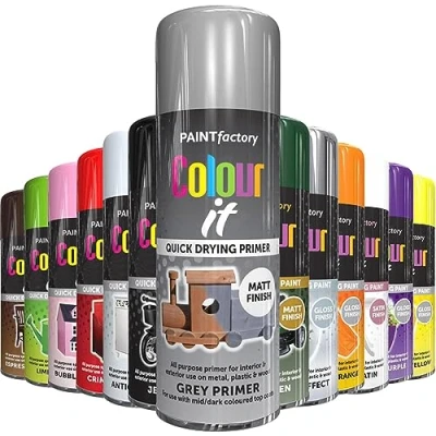 Image of AlezyB 1x Grey Primer All Purpose Spray Paint 400ml Professional Quality and Fantastic Finish, Interior, Exterior, Household Multipurpose for Metal Plastic Wood Glass
