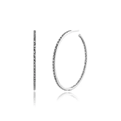Image of Gemondo Large Hoop Earrings in 925 Sterling Silver &amp; Marcasite Lined Front Back