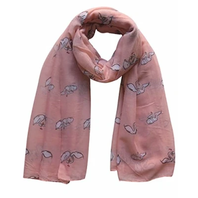 Image of Lina &amp; Lily Swan Print Women&#039;s Large Scarf Shawl Lightweight (Peach)