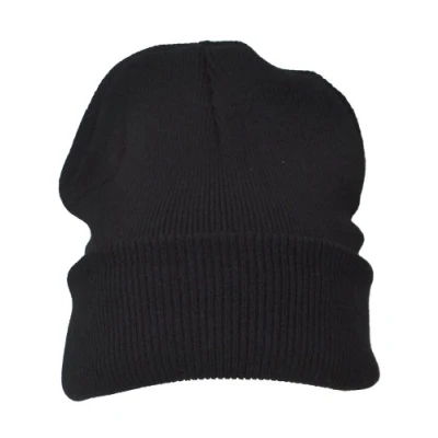 Image of Beanie Hat Plain Black Soft Comfortable Casual for Men Women Warm Knitted Winter Woolly Skully Ski Headwear (Pack of 1)