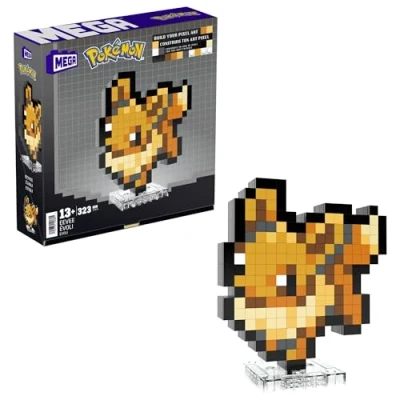 Image of MEGA Pokémon Action Figure Building Set, Eevee with 323 Pieces and Pixel Retro Style, for Table or Wall Decor, Build &amp; Display Toy Collectors, HTH78