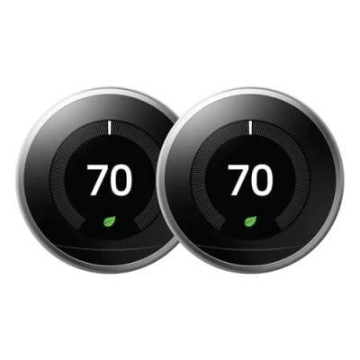 Image of Google Nest Learning Thermostat Stainless Steel (3rd Generation) (T3007ES US) (2 Pack)
