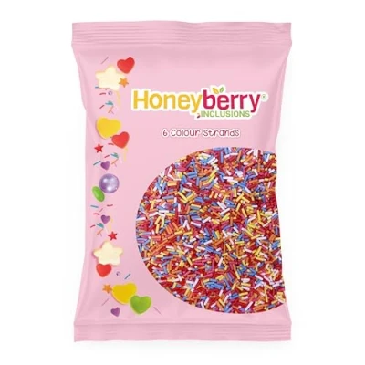 Image of Multicoloured Sugar Strands Sprinkles 55g Sachet Natural Edible Decorating Vermicelli Perfect for Baking, Cupcake and Cake Decorations, Ice Cream, Desserts Icing Decoration Toppers