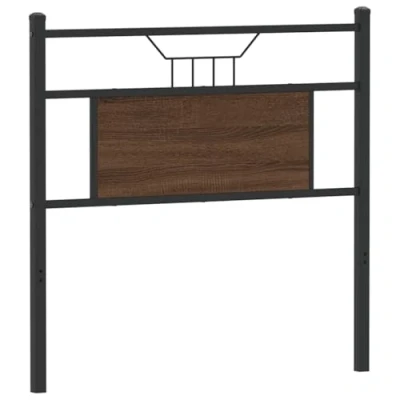 Image of vidaXL Headboard Home Bed Frame, Brown Oak, 75 cm, Metal &amp; Engineered Wood