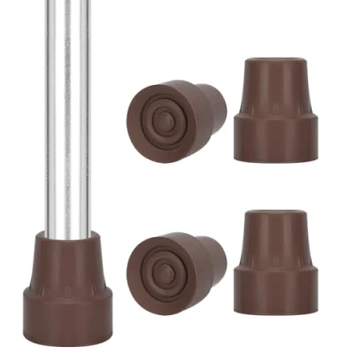 Image of supregear Rubber Walking Stick Ferrules (4 Pack), Non Slip 19 mm Protectors Cane Tips with Metal Inserts, Crutch Tips, Feet, Accessories, Brown