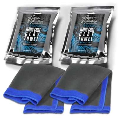 Image of Pure Definition Clay Cloth Kit, Car Cleaning &amp; Detailing Nano Coat Towel, Works Just Like a Bar (Pack of 2)