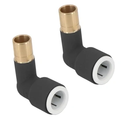 Image of Radiator Valve Reducer Elbow Compression Black 15mm x Push fit 2