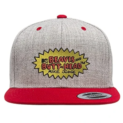 Image of Beavis and Butt Head Officially Licensed Premium Snapback Cap (Heather Grey Red), One Size