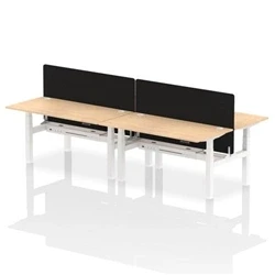 Image of Air B2B 1600x800mm Adjustable 4P Bench Desk CP Maple/White + Screen