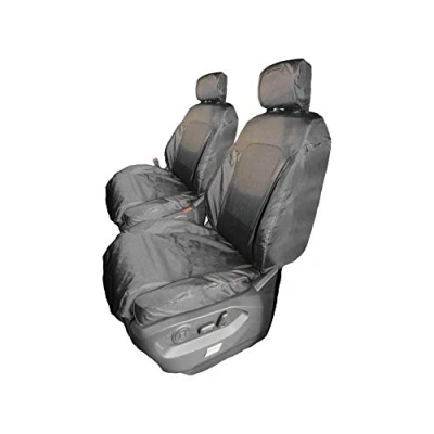 Image of Town &amp; Country Waterproof Heavy Duty Seat Cover Set Tailored To Fit Volkswagen Touareg R line (2010 2018) Black (Driver Front Passenger)