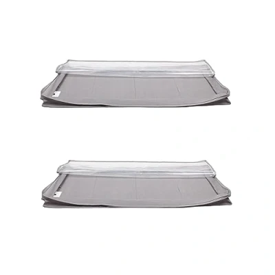 Image of Amazon Basics Underbed Storage Bag with Zipper and Transparent Vinyl Top, 2 Pack, Grey, 45.7 x 106.7 15.2 cm