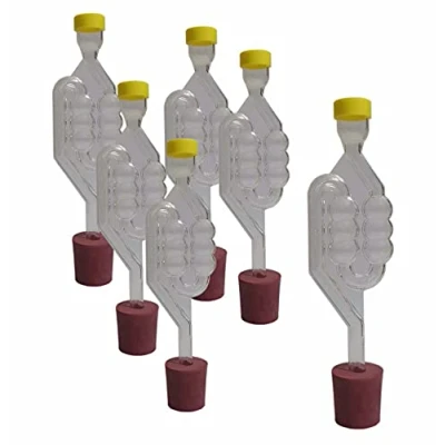 Image of DIAH DO IT AT HOME Fermentation Airlock and Bored Rubber Bung Cork Stopper for Glass Demijohn Beer Wine Making (18 x Airlocks [6 Bubble Chambers] + Bungs)