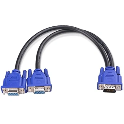 Image of TB® VGA Splitter Cable Converter Adapter Dual Monitor Y 1 Male to 2 Female Video for Screen Duplication (0.3 Meters)