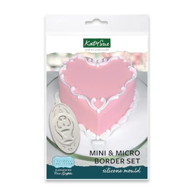 Image of Katy Sue Mini &amp; Micro Border Set Silicone Mould for Lambeth Style Cake Decorating Makes a Selection of Sized Embellishments