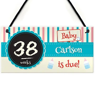 Image of RED OCEAN Personalised Chalkboard Baby Due Countdown Pregnancy Hanging Plaque Gift Sign Shower
