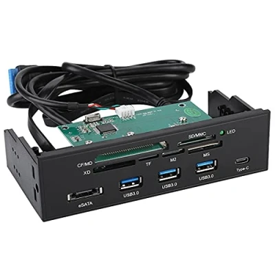 Image of Plyisty Internal Card Reader, 5.25&quot; Drive Bay Dashboard PC Front Panel USB Hub with 6 Slots, Support M2, MSO, Memory, MS, XD, 64G CF