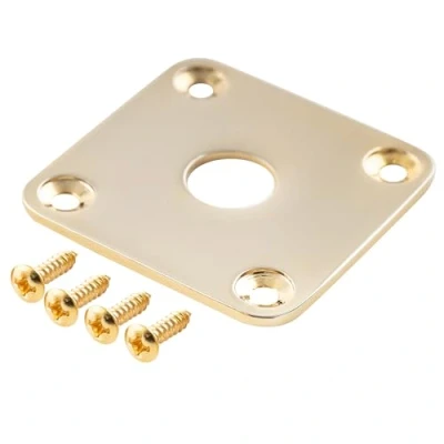 Image of Musiclily Pro Metal Flat Bottom Square Jack Plate for Epiphone USA Les Paul Style Guitar, Gold