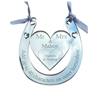 Image of Personalised Wedding Good Luck Bridal Lucky Keepsake Horseshoe Heart Gift. AGiftForYouUK J203