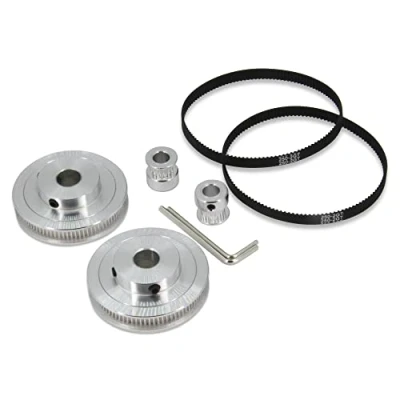 Image of Befenybay 2Kit 2GT Synchronous Wheel 20&amp;80 Teeth 10mm Bore Aluminum Timing Pulley with 2pcs Length 250mm Width 6mm Belt (20 80T 10B 6)