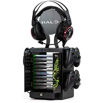 Image of Numskull Official Halo Game Storage Tower, Controller Holder, Headset Stand for PS4, Xbox One, Nintendo Switch 343 Industries Merchandise