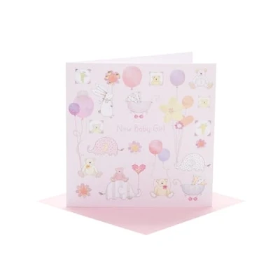 Image of UK Greetings New Baby Girl Card for Him/Her/Friend Cute Design