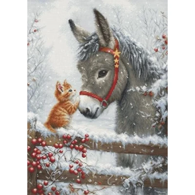 Image of Luca S Cross Stitch Kit Gold Warm Hug, BU5075, Counted for Adults, Needlecraft and Embroidery