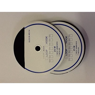 Image of 25mm Sew On Black Hook and Loop Interlocking Tape x 25 Metres