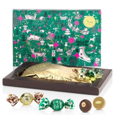 Image of Venchi Christmas Collection Gift Box With Assorted Pearl Chocolates, 230 g Whole Hazelnut and Pistachios Idea Gluten Free