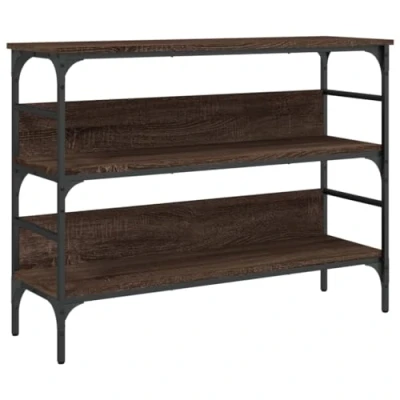 Image of vidaXL Console Table in Brown Oak and Industrial Metal Frame Entryway/Hallway/Living Room Furniture with Storage Shelves Residential or Commercial Use