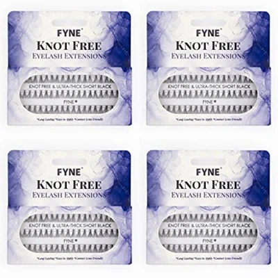 Image of FYNE KNOT FREE Individual Eyelashes 240 Pcs, 8mm Short Ultra Thick, Single Pack lashes, Eyelash Extensions, Natural Look Volume Cluster Lashes Premium False Lash